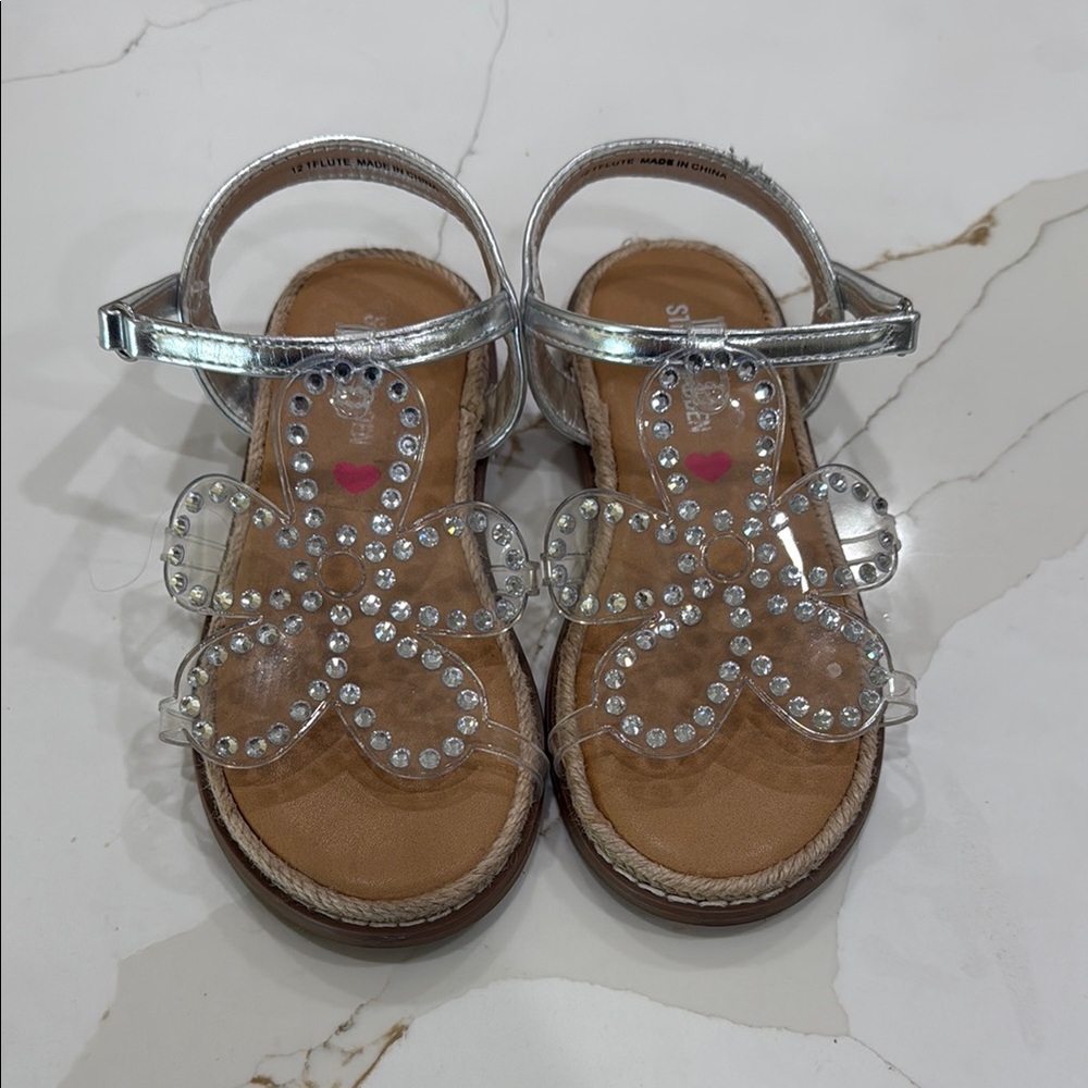 Steve Madden Girls' Silver Butterfly Rhinestone Sandals, Size 12